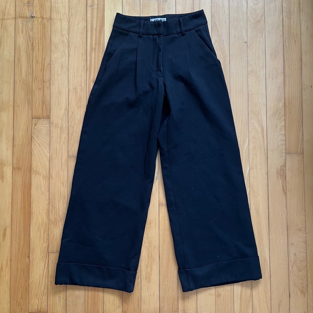 I AM GIA Black Wide Leg Pleated Cropped Pants XS